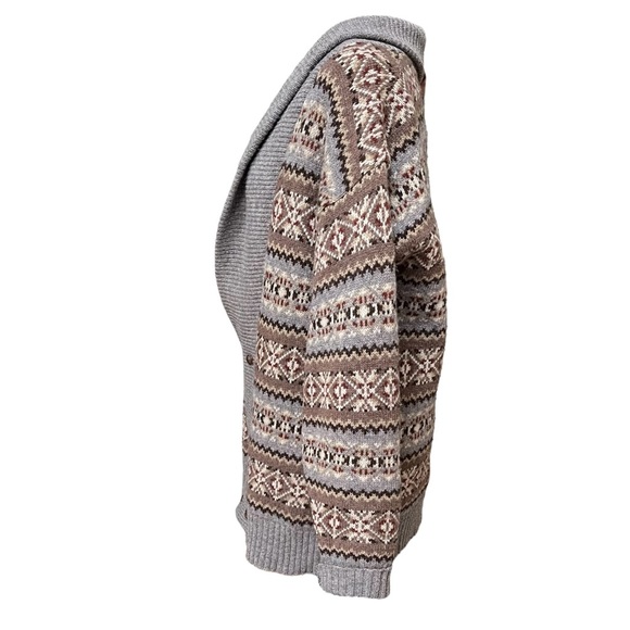 Maban of Scotland Oversize Knit Wool Double-breasted Sweater with Aztec … - Picture 2 of 7